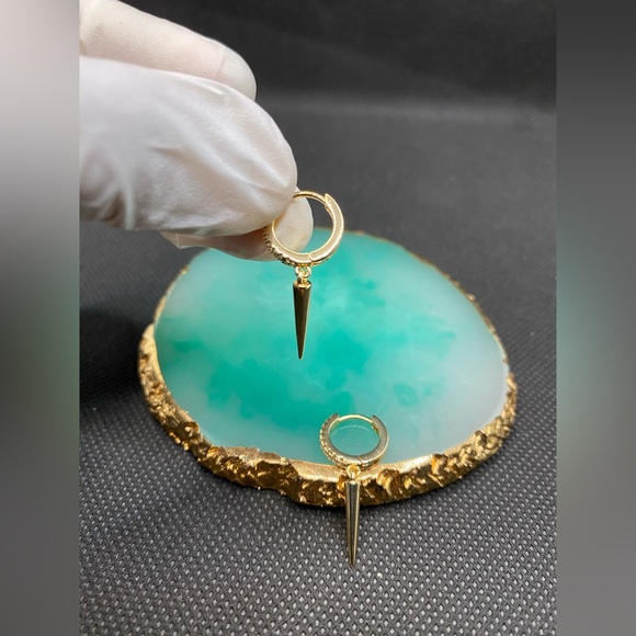 Spike Gold Gothic Earrings - Picture 10 of 12